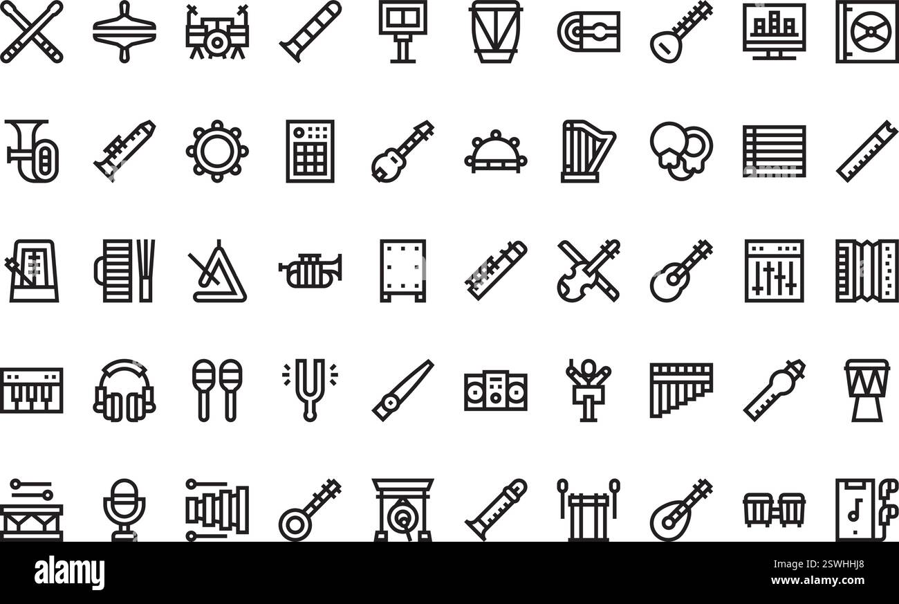 Raccolta di icone vettoriali di alta qualità con traccia modificabile. Ideale per progetti professionali e creativi. Illustrazione Vettoriale