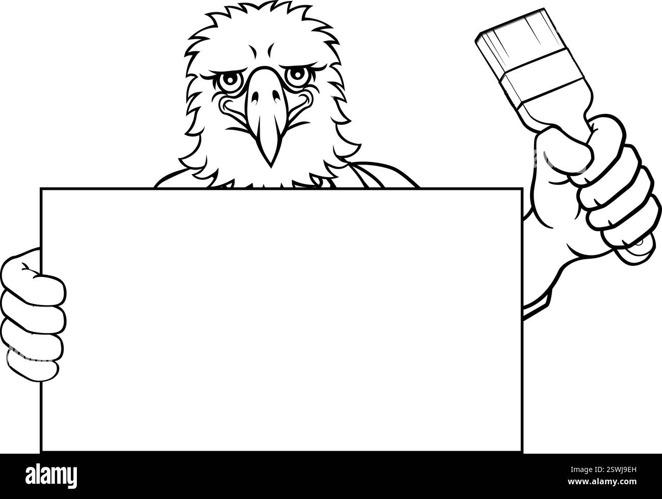 Eagle Painter Decorator Paint Brush Mascot Man Illustrazione Vettoriale Eagle Painter Decorator Paint Brush Mascot Man Illustrazione Vettoriale