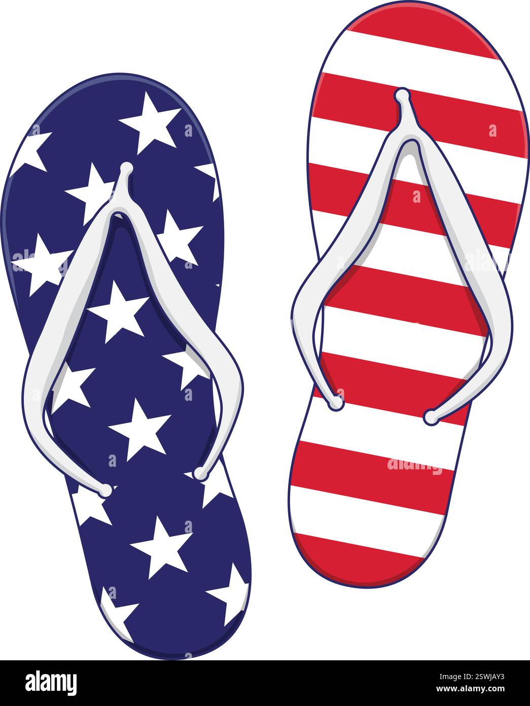 La bandiera americana degli Stati Uniti in infradito forma il vettore isolato su sfondo trasparente Illustrazione Vettoriale