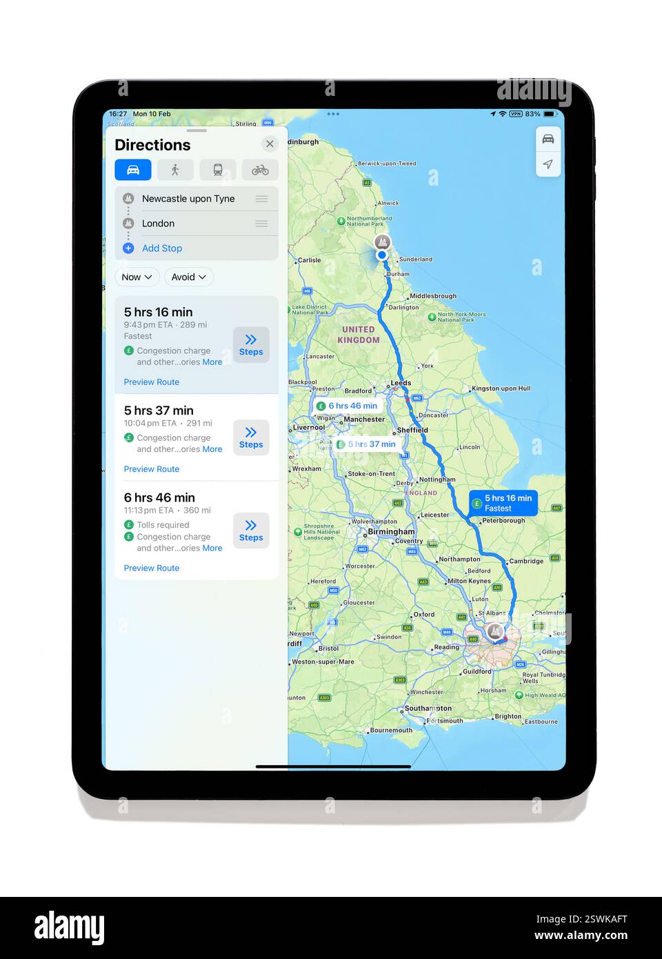 L'app Apple Maps su un iPad Foto Stock