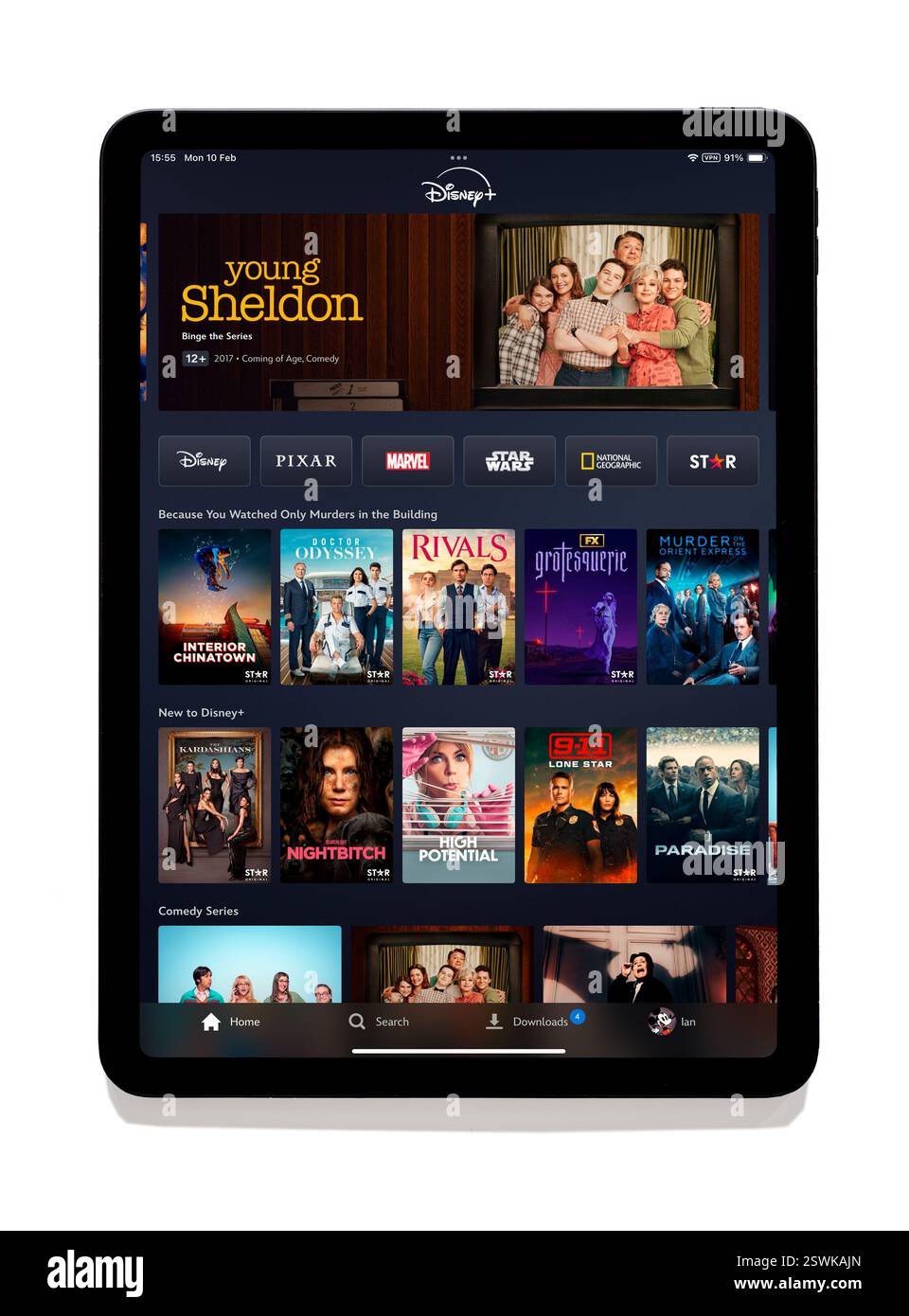 App Disney+ su iPad Foto Stock