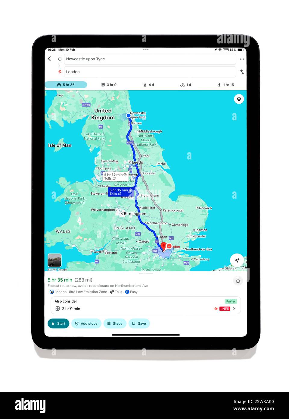 L'app Google Maps su un iPad Foto Stock