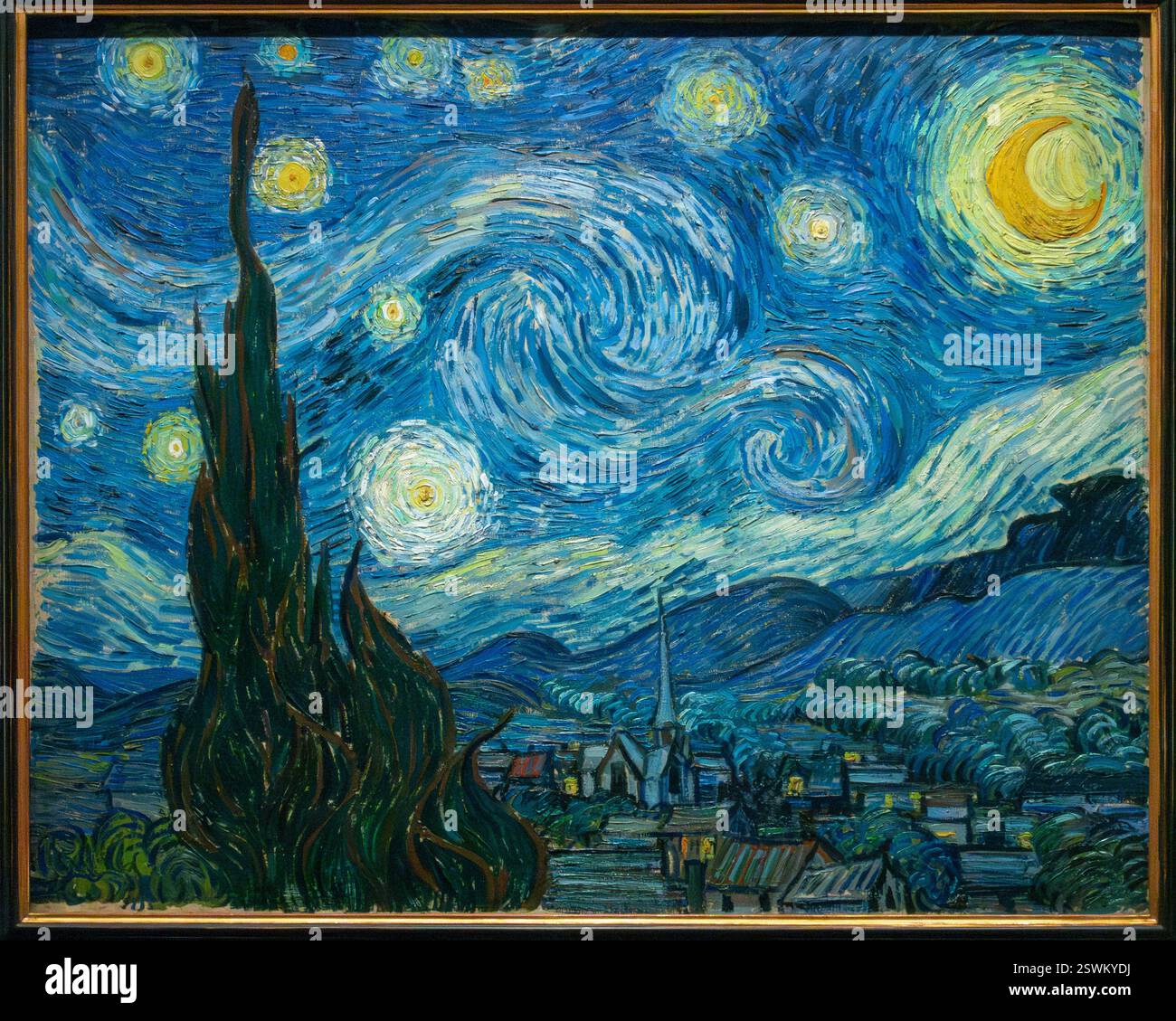 Vincent van Gogh, la notte stellata, pittura a olio su tela, 1889, Museo di Arte moderna, New York City, USA Foto Stock