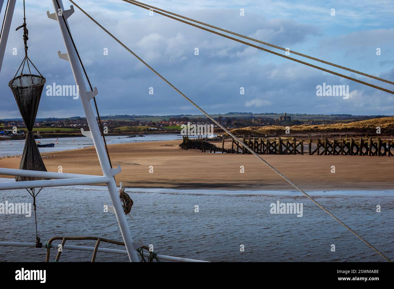 Amble Braid, Harbour e Warkworth Castle Foto Stock