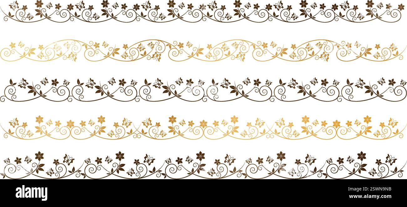 illustrazione vettoriale bordo piatto set di elementi decorativi per serigrafia, disegni stampabili su carta, copertine per inviti nuziali, cancelleria Illustrazione Vettoriale