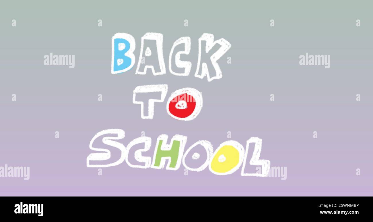 Immagine del testo Back to School su sfondo grigio Foto Stock