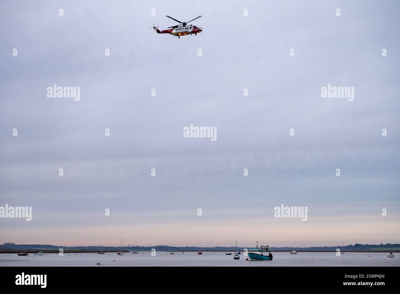 Sikorsky S-92-A elicottero operato da Bristow elicotteri per la guardia costiera di H.M. Bawdsey Ferry Suffolk Foto Stock