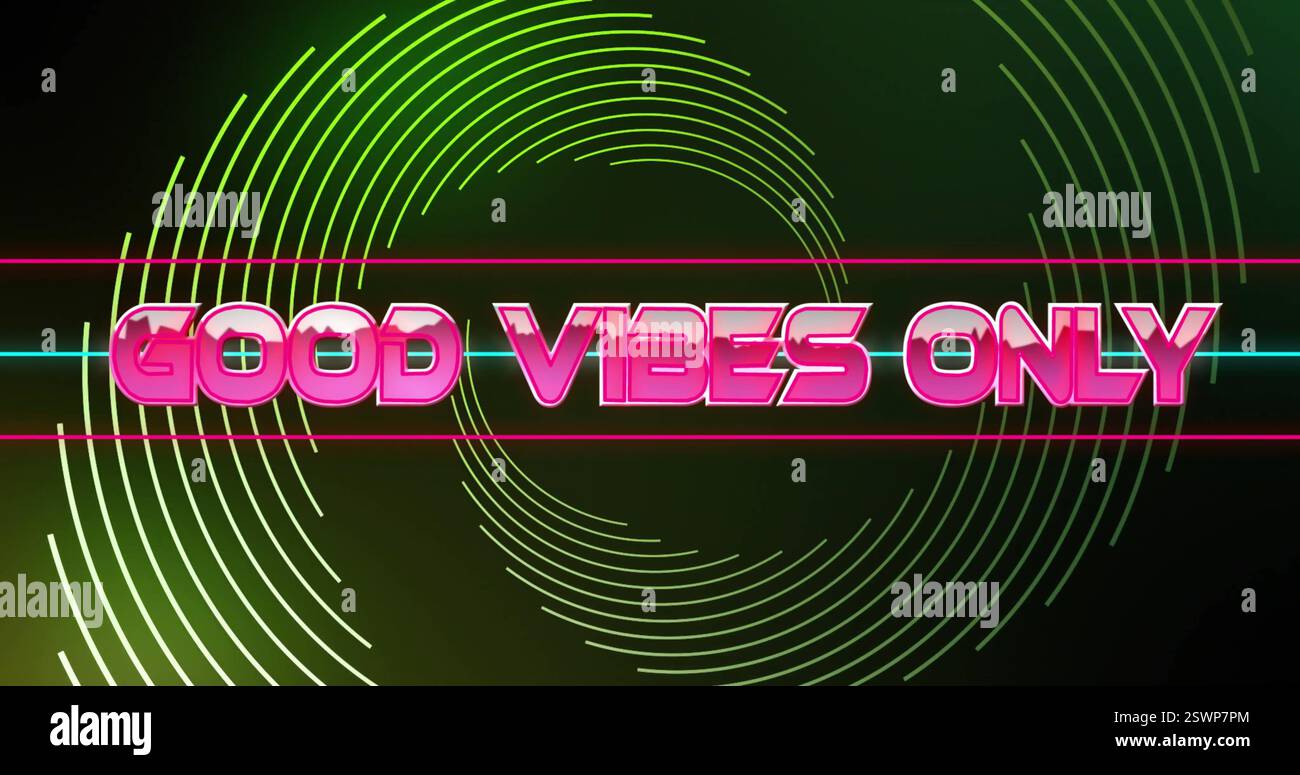 Immagine di buone vibrazioni solo testo su forme al neon Foto Stock