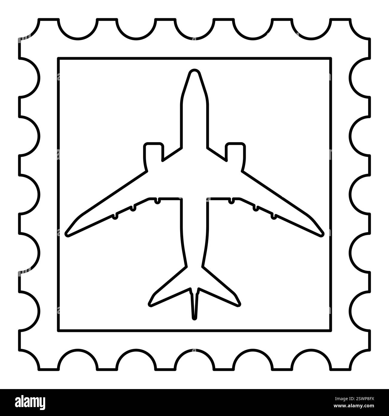 Illustrazione di un aeromobile passeggeri sul francobollo Illustrazione Vettoriale