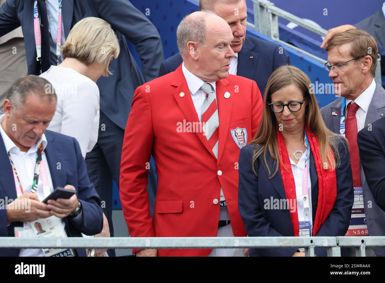 26 luglio 2024 - Parigi, Francia: Il Principe Alberto II di Monaco arriva al Trocadero per la cerimonia di apertura delle Olimpiadi di Parigi 2024 (foto di Mic Foto Stock