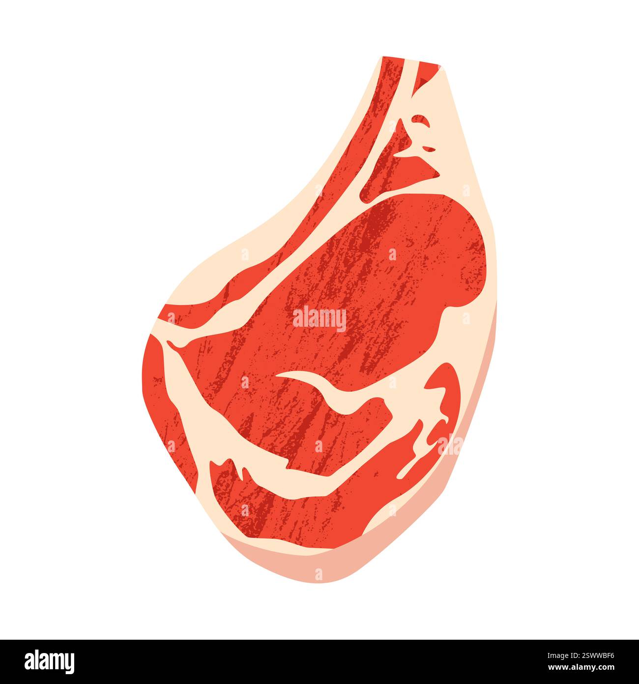 Bistecca di manzo tagliata. Prodotto a base di carne per grigliate e barbecue, filetto di carne cruda fresca per il menu della Steakhouse porterhouse. Illustrazione di un cartone animato vettoriale Illustrazione Vettoriale