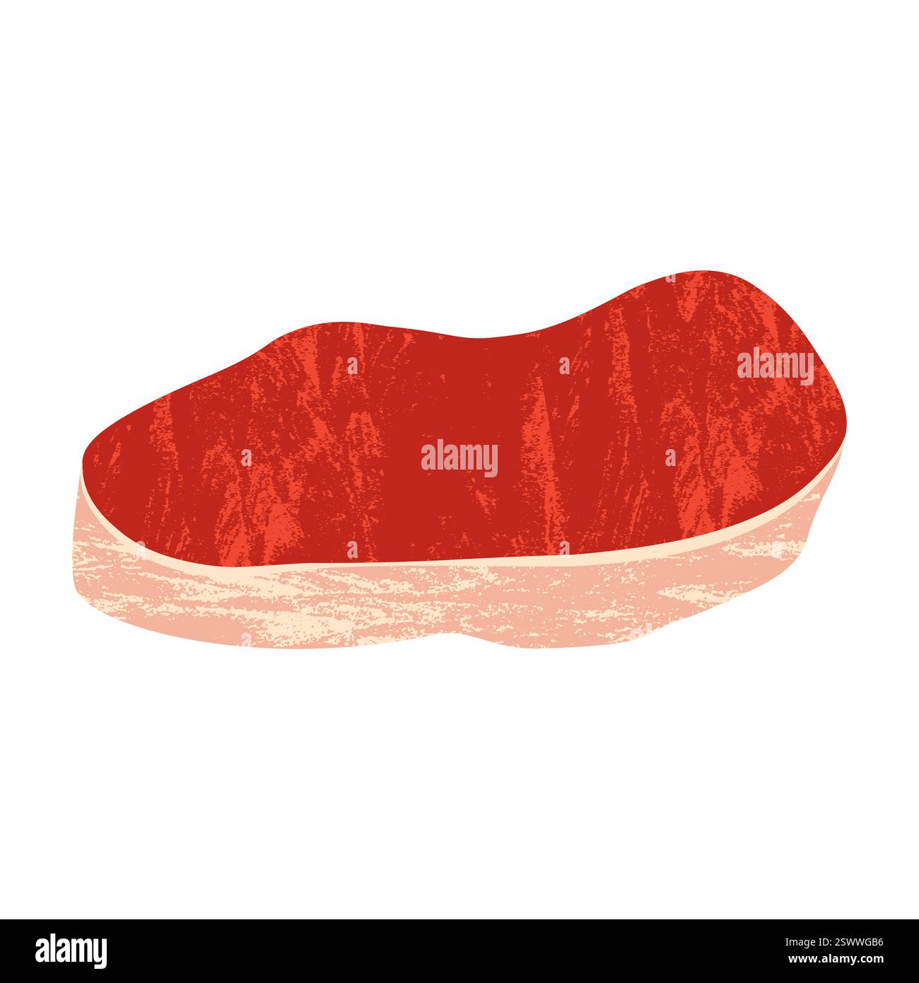 Carne rossa cruda. Bistecca di manzo cartoni animati tagliata, filetti di carne macelleria, bistecca di manzo piatta per menu ristorante, ingredienti proteici grigliati Illustrazione Vettoriale
