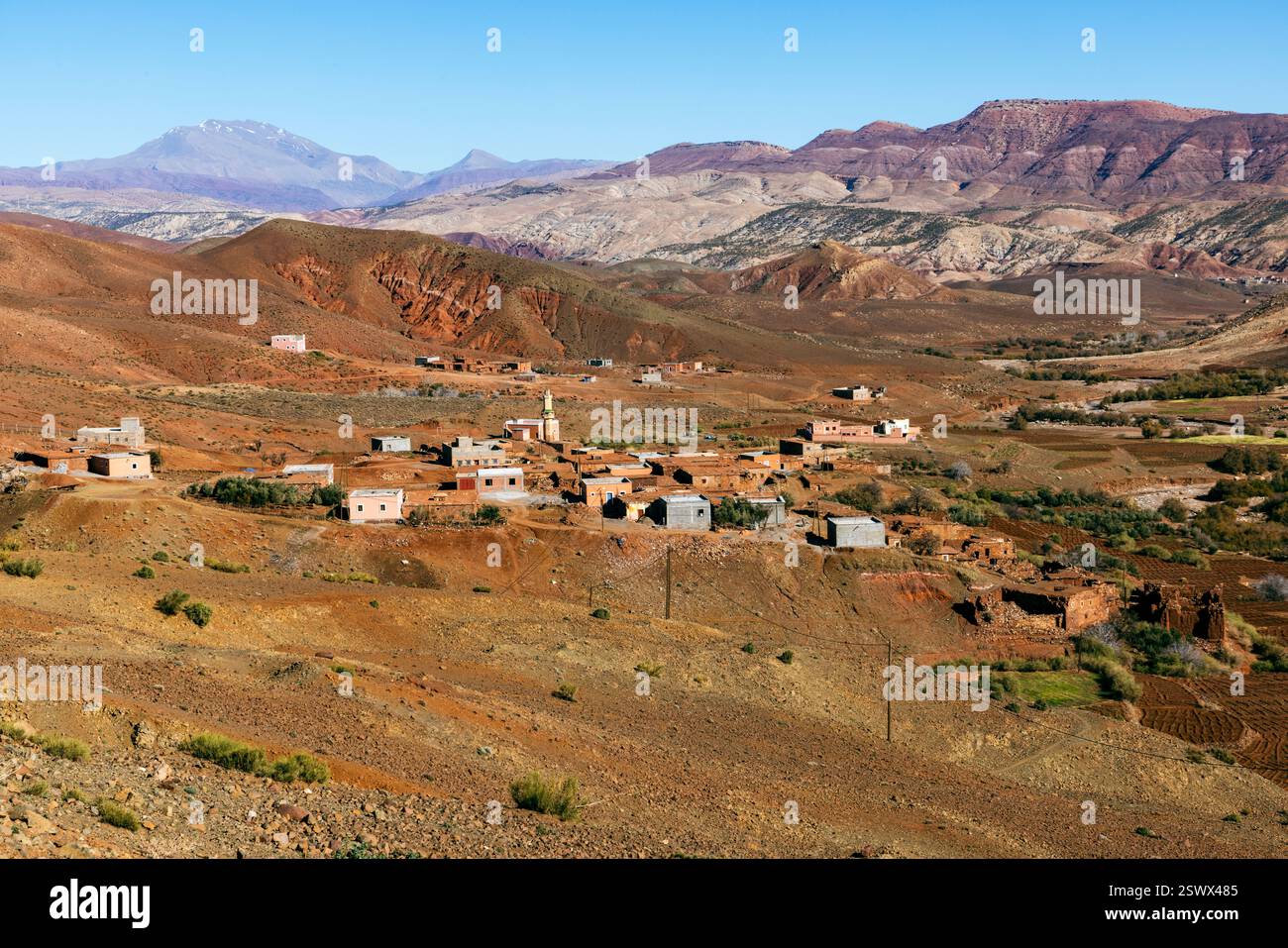 Tidili Nigouraine è un piccolo villaggio berbero nella regione dell'alto Atlante del Marocco. Foto Stock