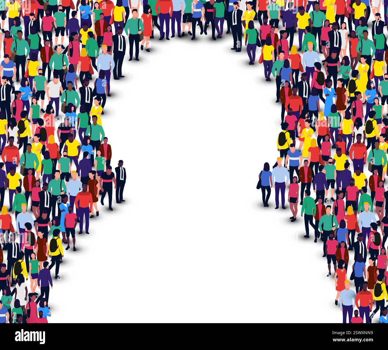 un grande gruppo di persone in forma umana. Illustrazione Vettoriale