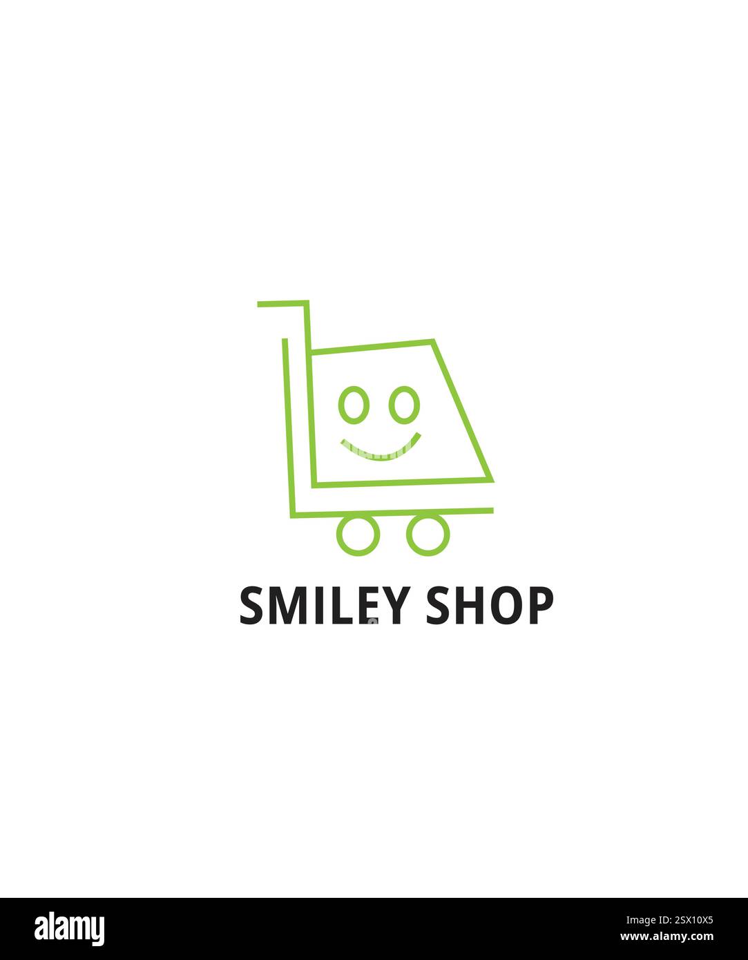 Icona del negozio felice sorridere il logo del negozio online idea di design, logo del negozio Smile Illustrazione Vettoriale