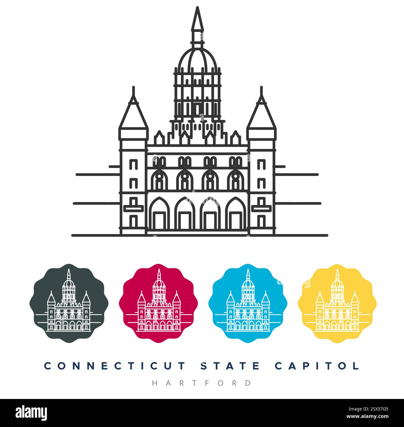 Connecticut State Capitol - Hartford - Stock Illustration as EPS 10 file Illustrazione Vettoriale