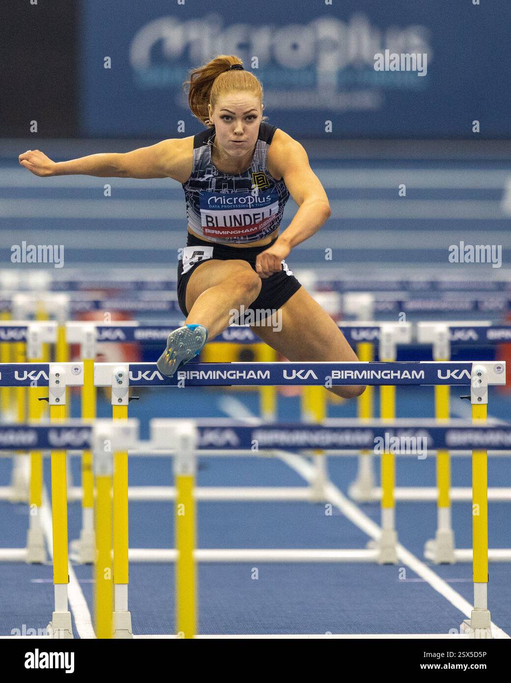 Utilita Arena, Birmingham, Regno Unito. 22 febbraio 2025. Jenna Blundell in azione durante i 60 metri di ostacoli. UK Indoor Championships, Utilita Arena, Birmingham, Inghilterra (Sean Walsh/SPP) crediti: SPP Sport Press Photo. /Alamy Live News Foto Stock