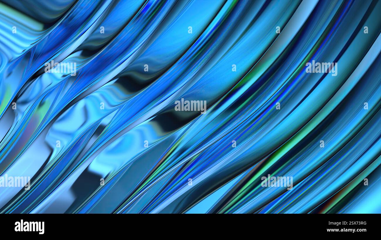 Rifrazione cromata viola blu lusso acquoso sfondo astratto delicato illustrazione 3d di alta qualità Foto Stock