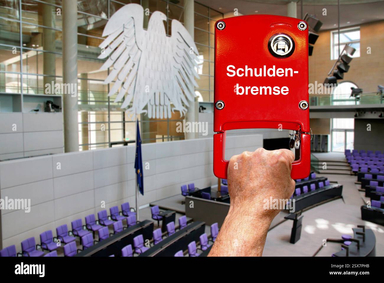 Freno del debito, camera plenaria del Bundestag tedesco Foto Stock