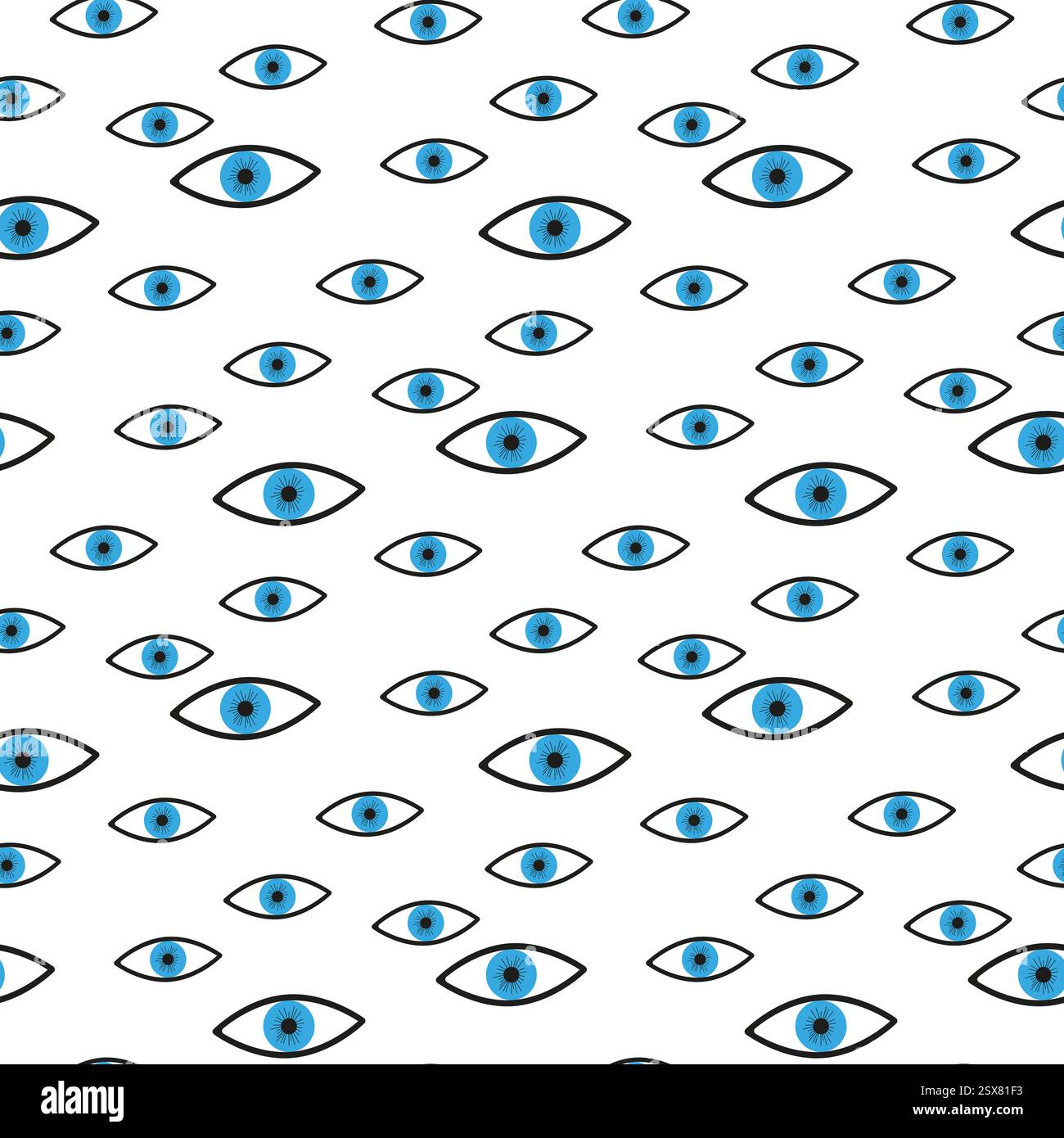 Moderno motivo senza cuciture con occhi disegnati a mano. Illustrazione Vettoriale