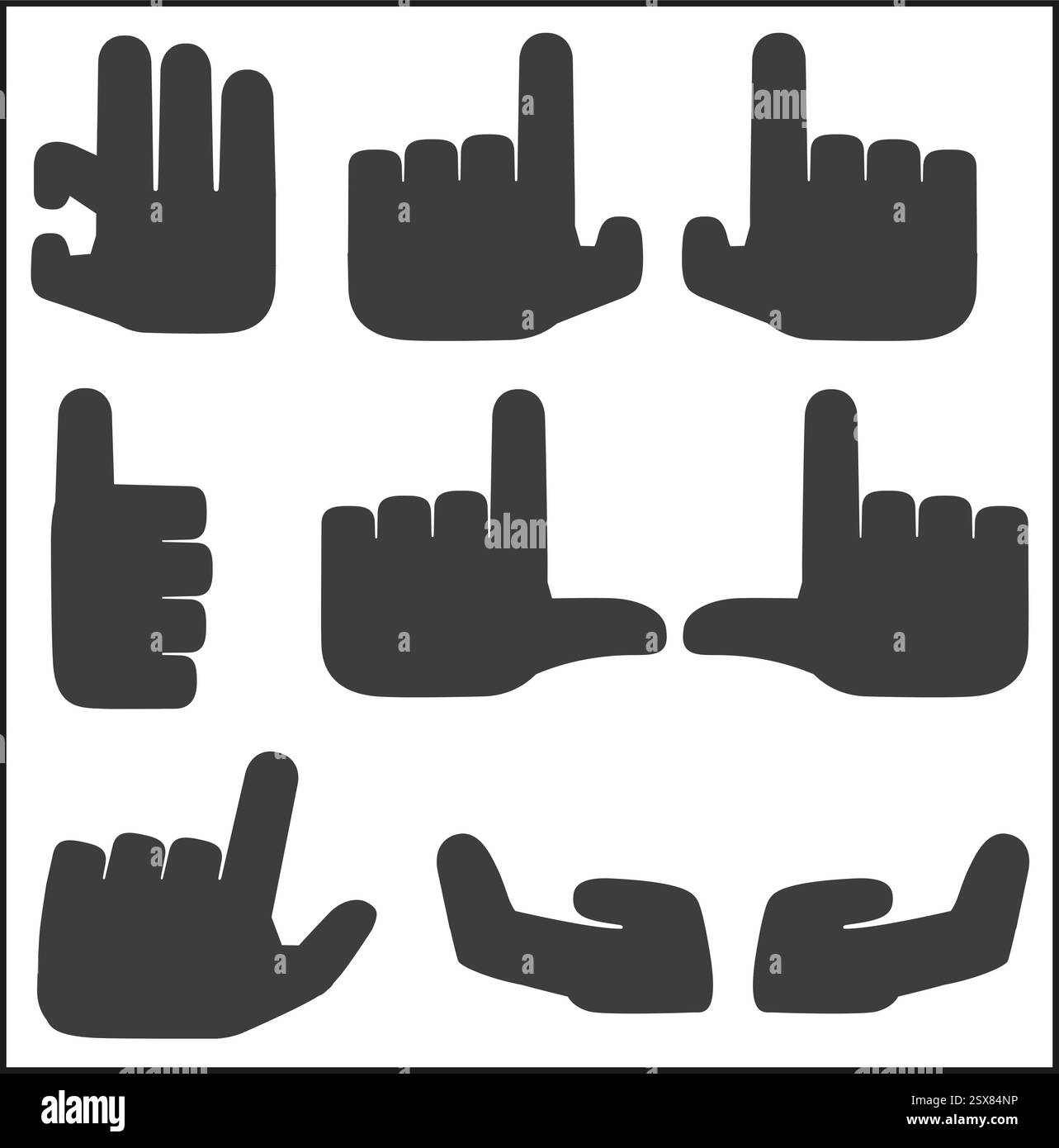 Le icone delle mani impostano puntatori neri. Illustrazione Vettoriale Le icone delle mani impostano puntatori neri. Illustrazione Vettoriale