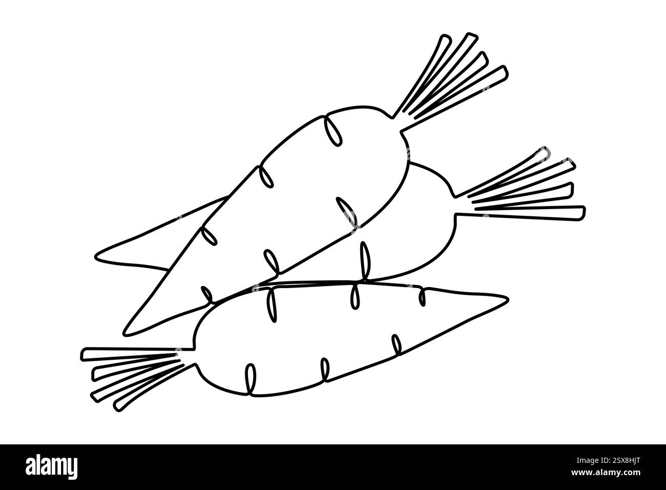 Disegno grafico a una linea continua di carota di disegno vettoriale di contorno isolato Illustrazione Vettoriale