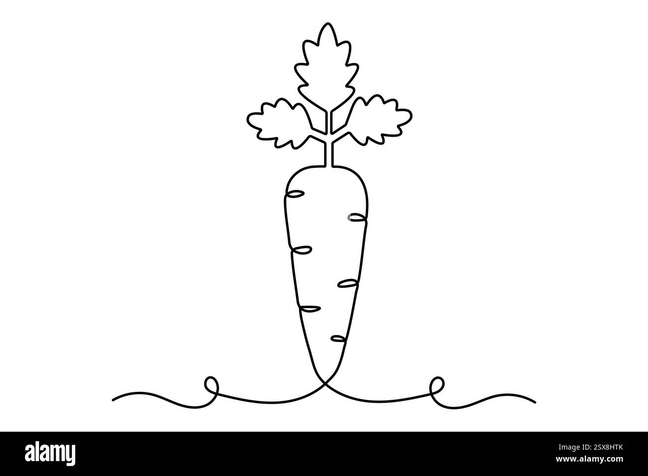 Disegno grafico a una linea continua di carota di disegno vettoriale di contorno isolato Illustrazione Vettoriale