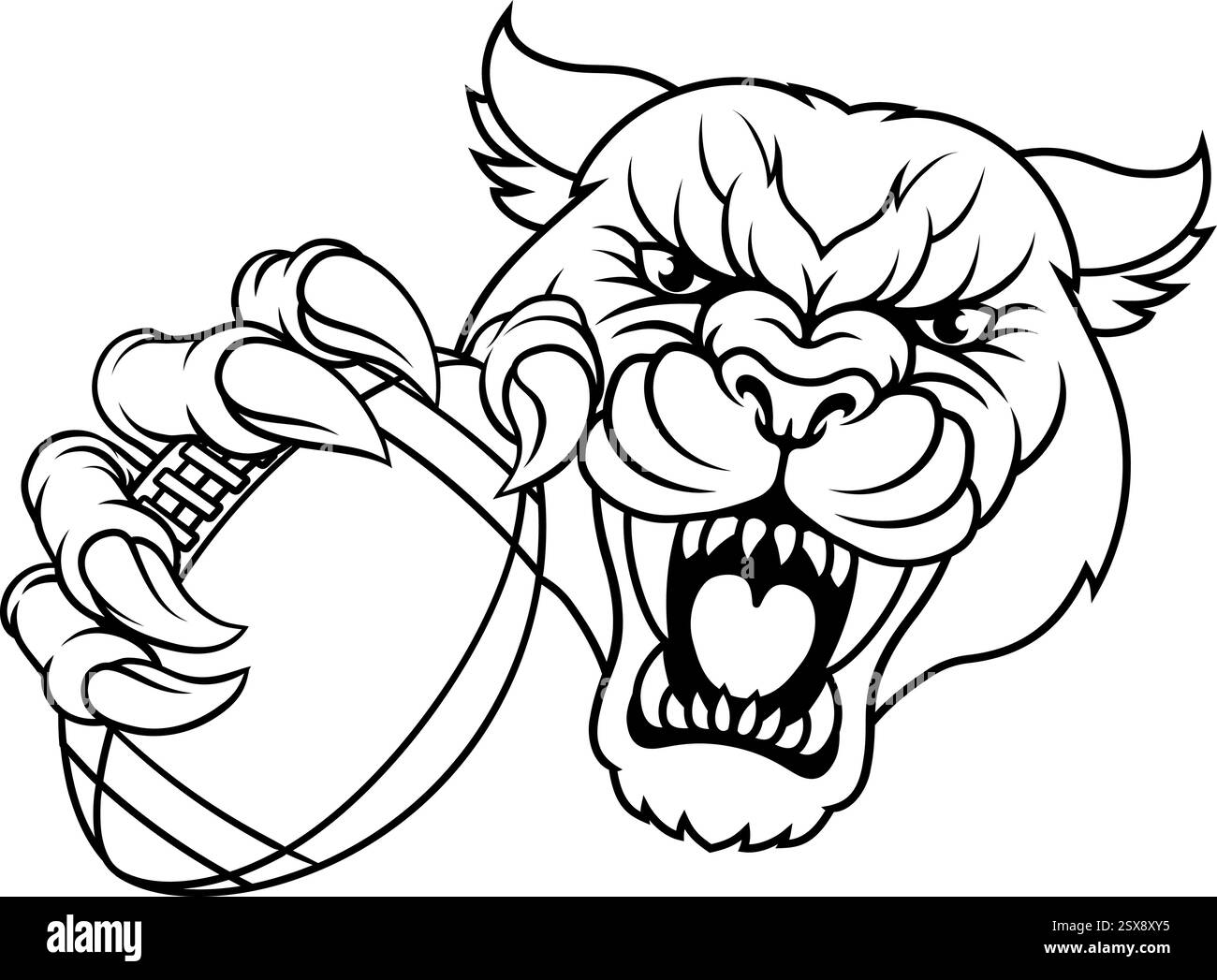 Panther Leopard Cougar, mascotte di football americano Illustrazione Vettoriale