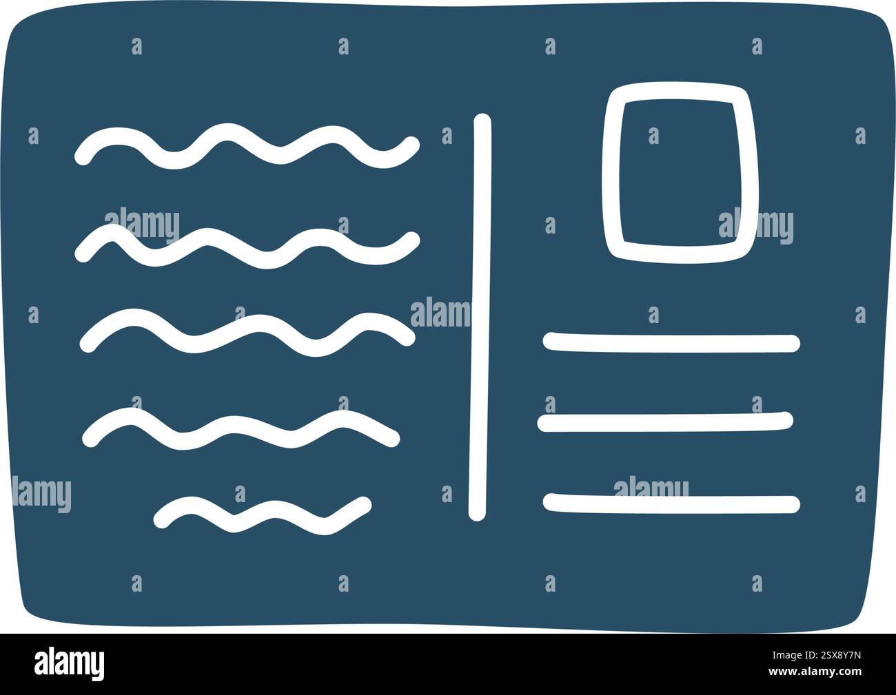 Icona da cartolina con lettera Doodle disegnata a mano in uno stile minimalista moderno Illustrazione Vettoriale