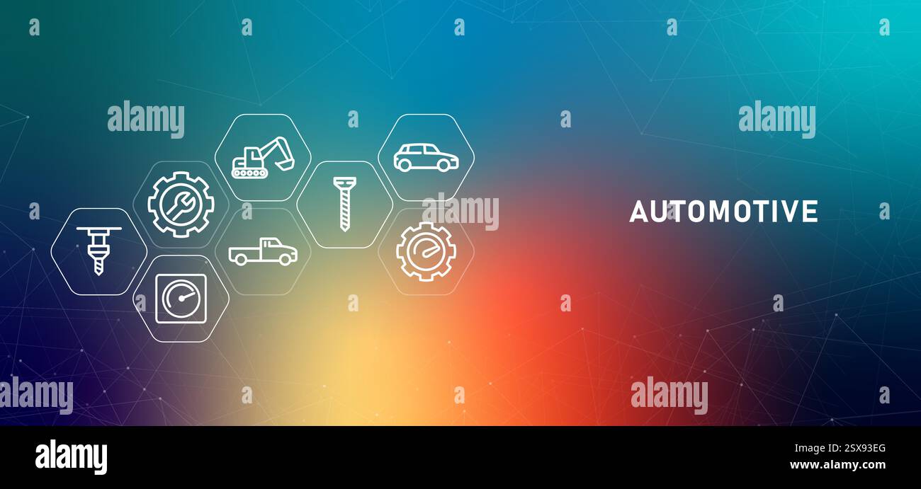 Automobile automobile automobile motorizzata testata gradiente trasporto veicoli tecnologia moderna meccanica veicolo riparazione motore icona di assistenza Illustrazione Vettoriale