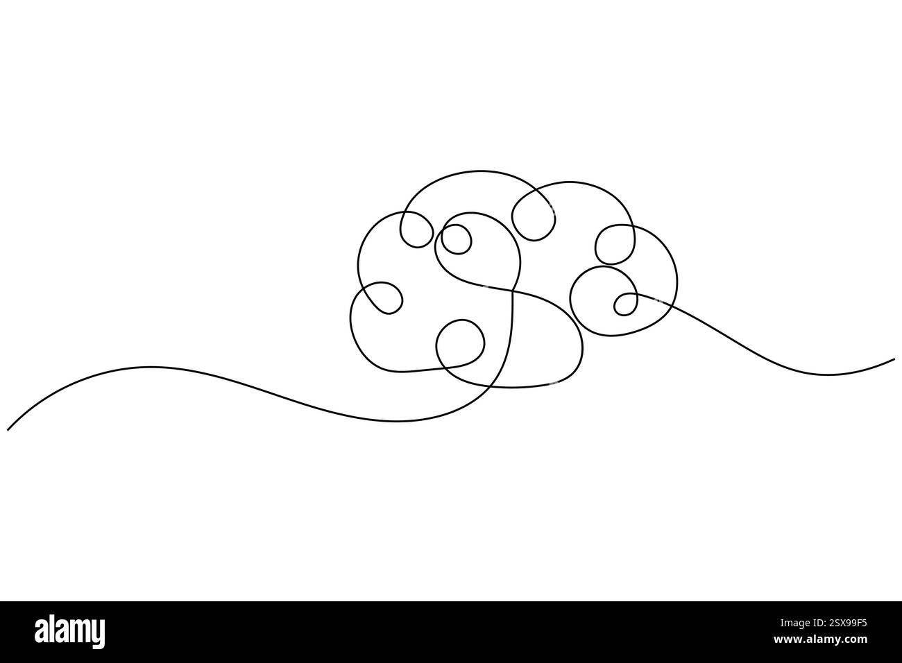 Il cervello umano disegna una linea continua e lo stile minimalista isola l'illustrazione vettoriale del contorno Illustrazione Vettoriale