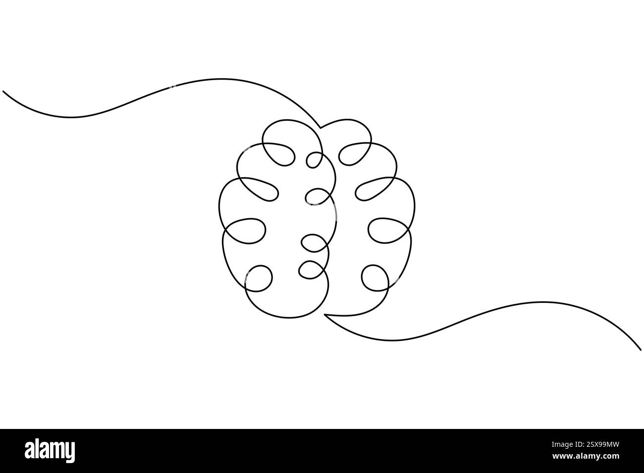 Il cervello umano disegna una linea continua e lo stile minimalista isola l'illustrazione vettoriale del contorno Illustrazione Vettoriale