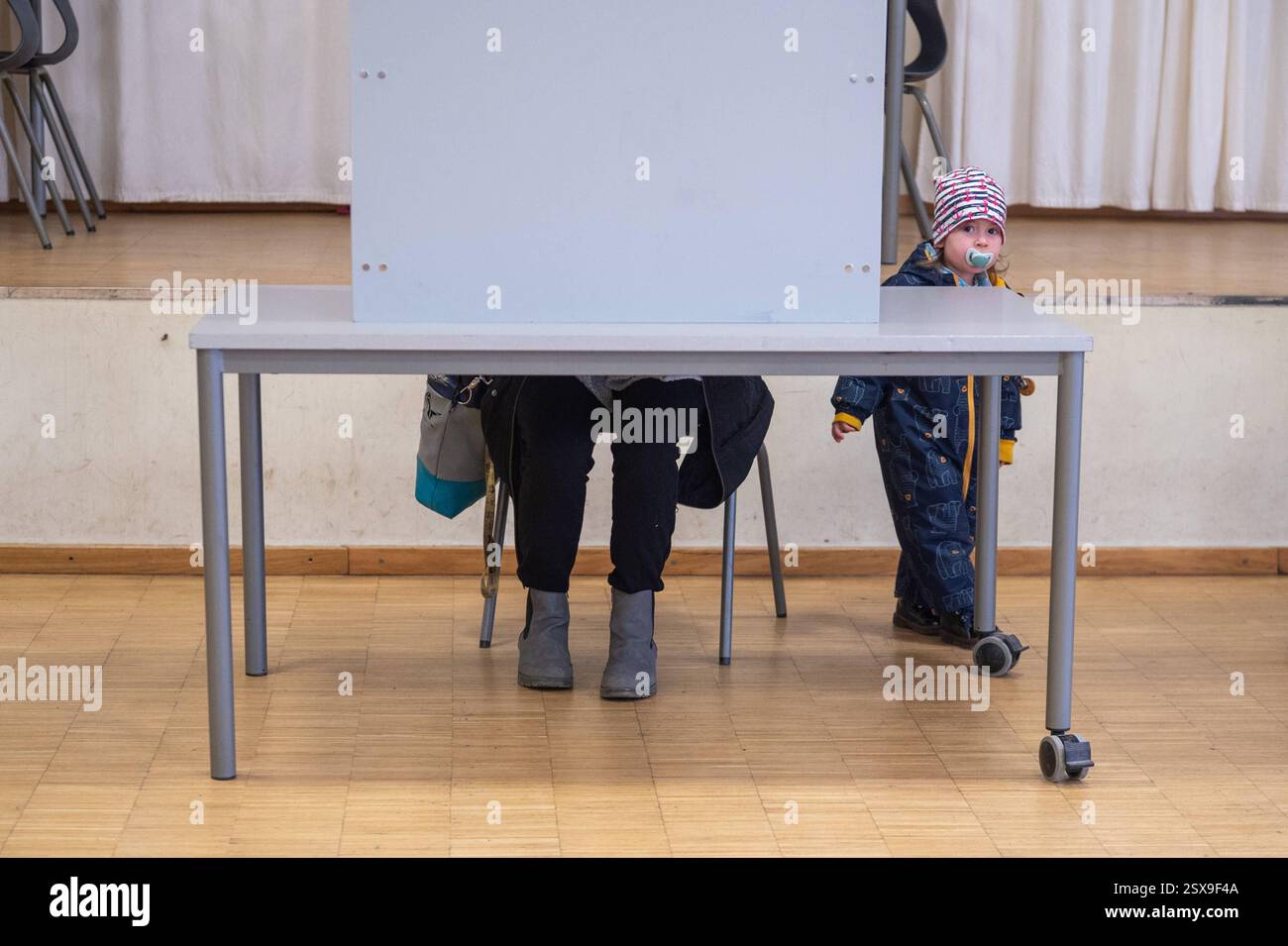 Lipsia - Bundestagswahl 2025: Wahlbeteiligung in Messestadt höher als 2021 23.02.2025 gegen 15 Uhr Leipzig-Lößnig, Willi-Bredel-Straße Wahllokal Wilhelm-Ostwald-Gymnasium Auch nach dem Mittag hält die Beteiligung der Wähler in Lipsia an. Wie ein Stadtsprecher um 14 Uhr mitteilt, liegt die Wahlbeteiligung am frühen Nachmittag bei 67,1 Prozent - und somit deutlich höher als noch 2021. Laut Landeswahlleiter haben mit Stand 14 Uhr 39,6 Prozent der Wahlberechtigten a ganz Sachsen ihre Stimme abgegeben. BEI der vergangenen Bundestagswahl 2021 waren es zu diesem Zeitpunkt 36,4 Prozent. Außerdem noi Foto Stock