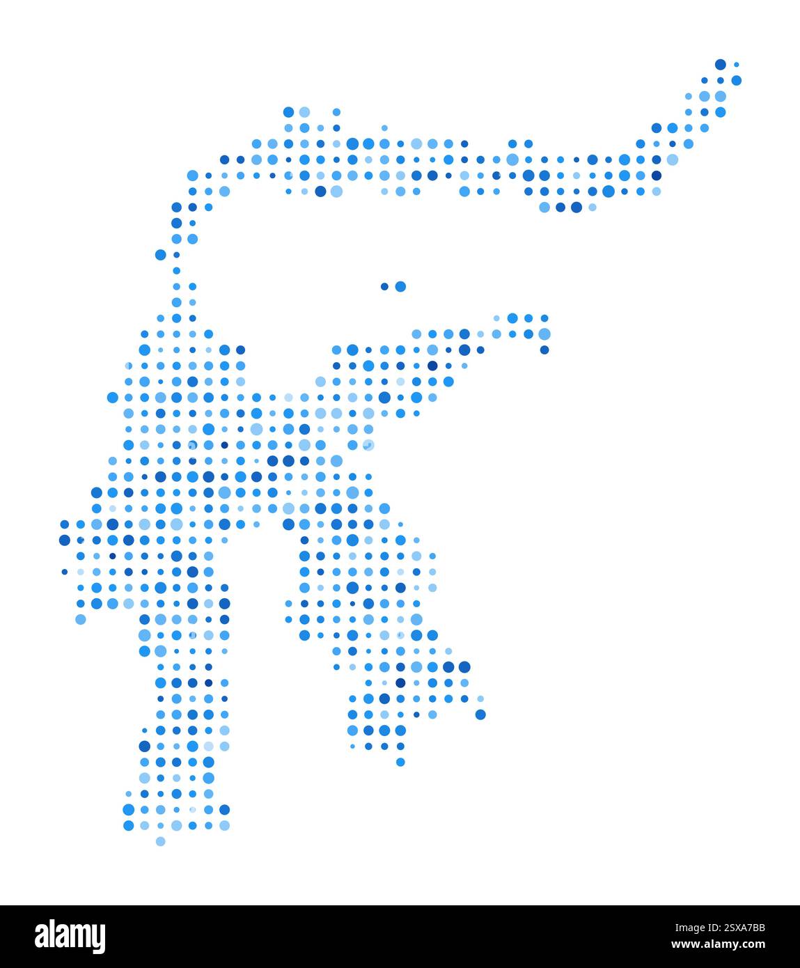 Sulawesi Dot Map. Forma a isola digitale. Immagine vettoriale Sulawesi. Punti circolari blu a forma di isola. Illustrazione vettoriale creativa. Illustrazione Vettoriale