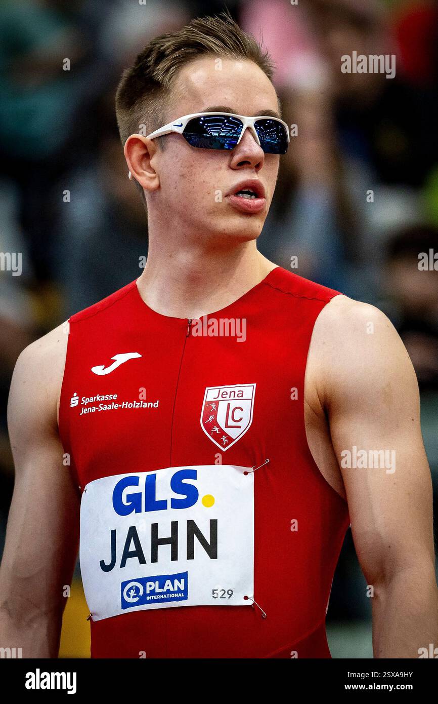 Dortmund, Germania. 23 febbraio 2025. Felix Jahn (LC Jena); Deutsche Leichtathletik-Hallenmeisterschaften AM 23.02.2025 in der Helmut-K?rnig-Halle a Dortmund. Credito: dpa/Alamy Live News Foto Stock
