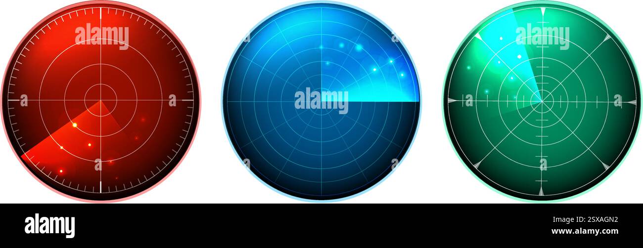 Set of radar screen (impostazione dello schermo radar) Illustrazione Vettoriale