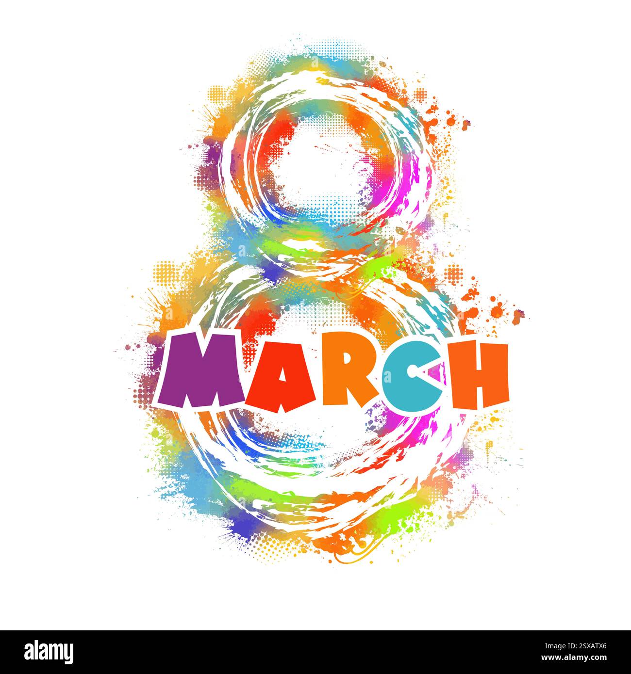 Felice Festa della donna 8 marzo sfondo vettoriale. Giornata internazionale della donna. Per banner, opuscoli, social media, stampa, poster, web. Disegnato a mano. Non IA Illustrazione Vettoriale