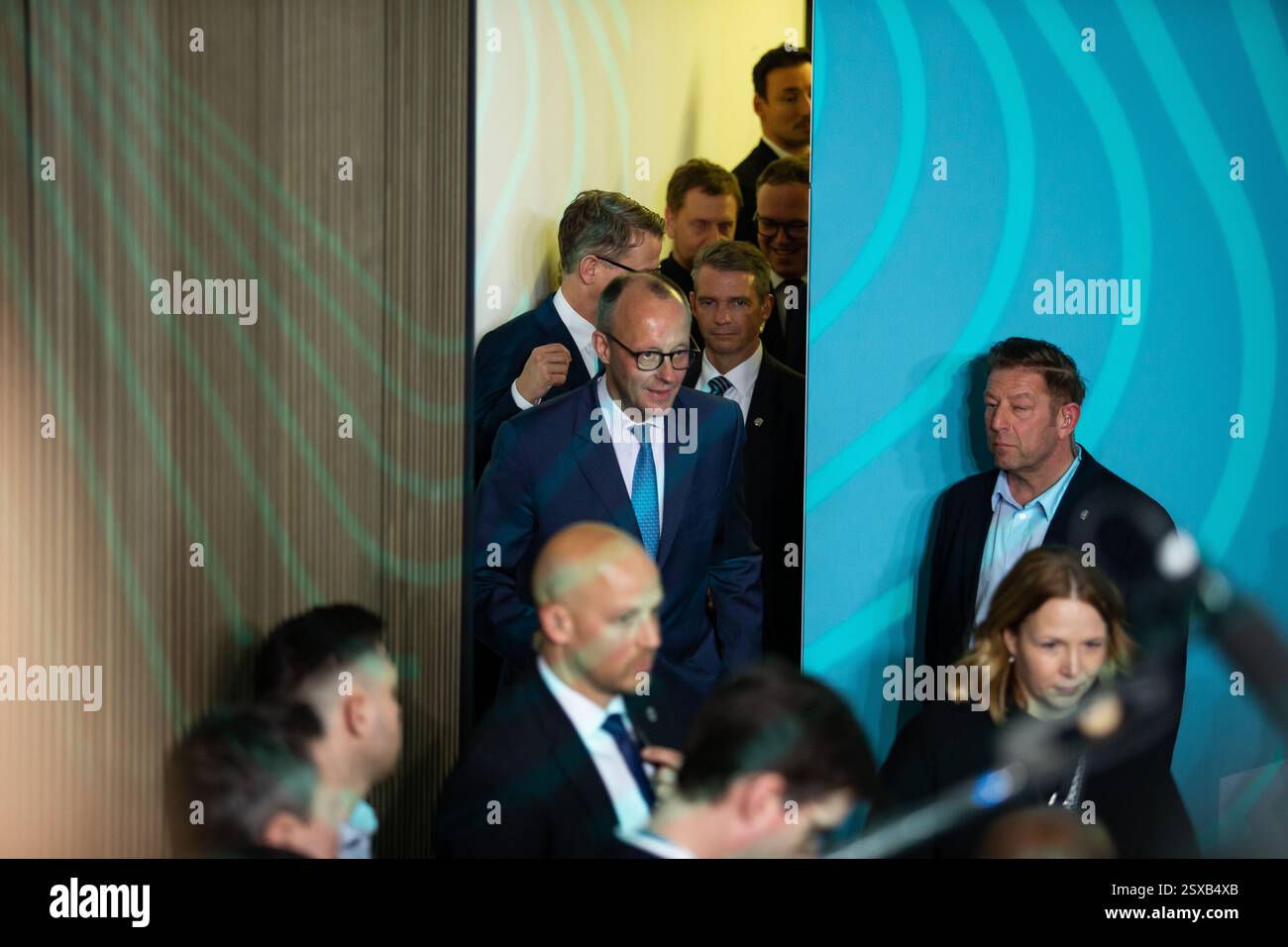 Berlino, Germania, 23 febbraio 2025 Friedrich Merz al partito CDU dopo le elezioni federali tedesche. Foto Stock