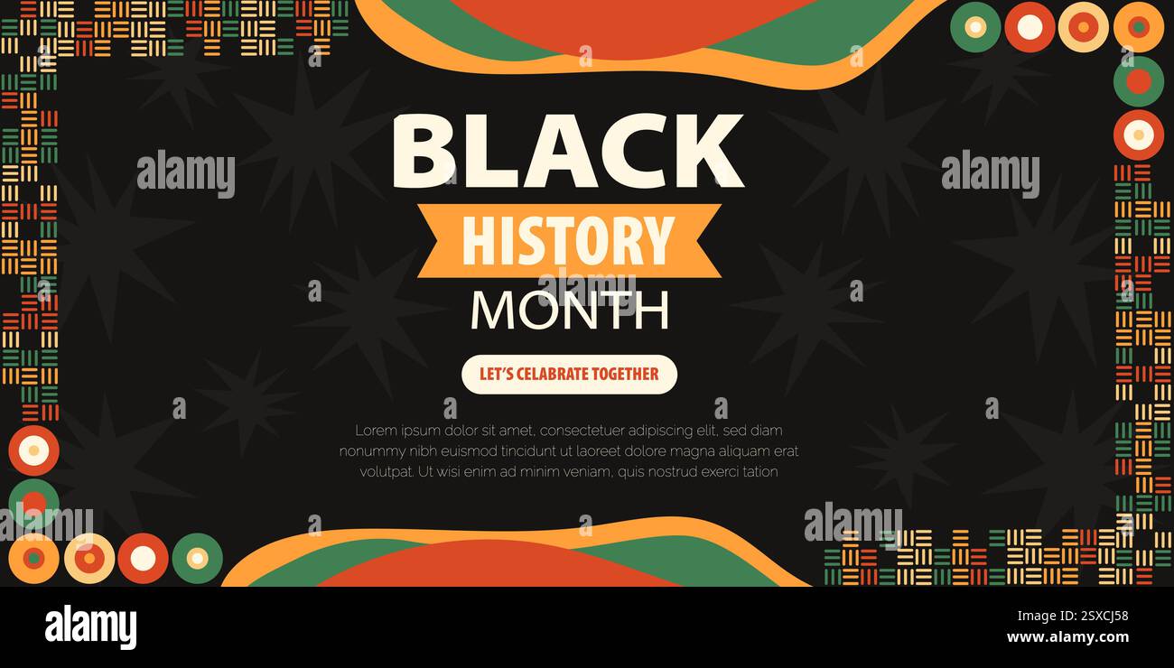 Elegante Black History Month Design con tipografia audace, illustrazione vettoriale Illustrazione Vettoriale