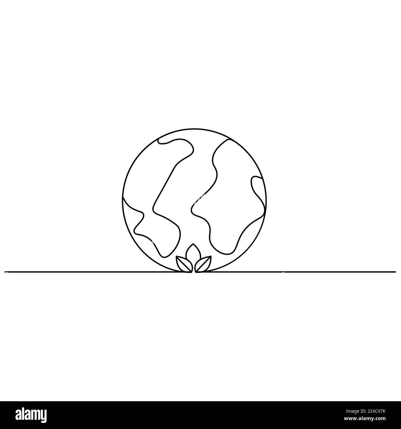 L'ecologia di un disegno continuo a una linea di grafica vettoriale isolata con sostenibilità Illustrazione Vettoriale