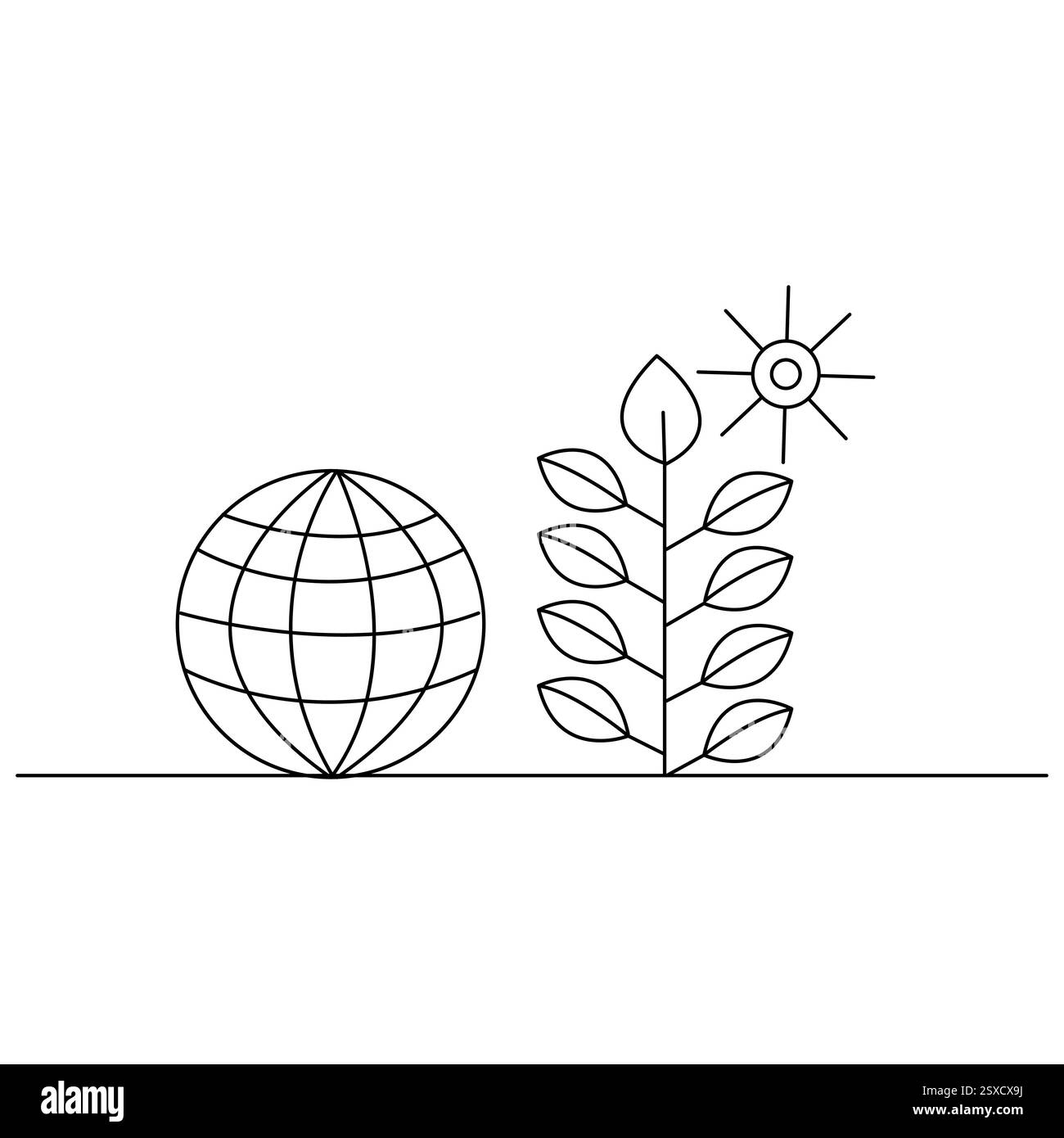 L'ecologia di un disegno continuo a una linea di grafica vettoriale isolata con sostenibilità Illustrazione Vettoriale
