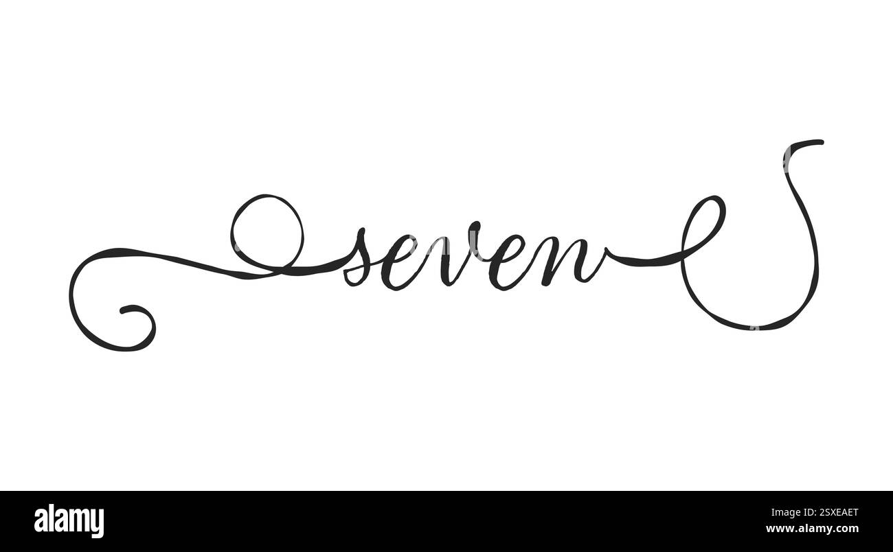 Sette carte. Citazione disegnata a mano. Calligrafia a pennello moderno. Isolato su sfondo bianco Illustrazione Vettoriale