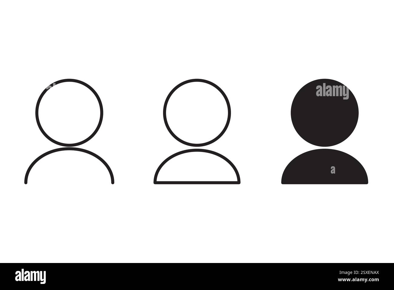 Icone del profilo utente. Forme di persona minime. Silhouette semplici in avatar. Simbolo di raggruppamento vettoriale. Illustrazione Vettoriale