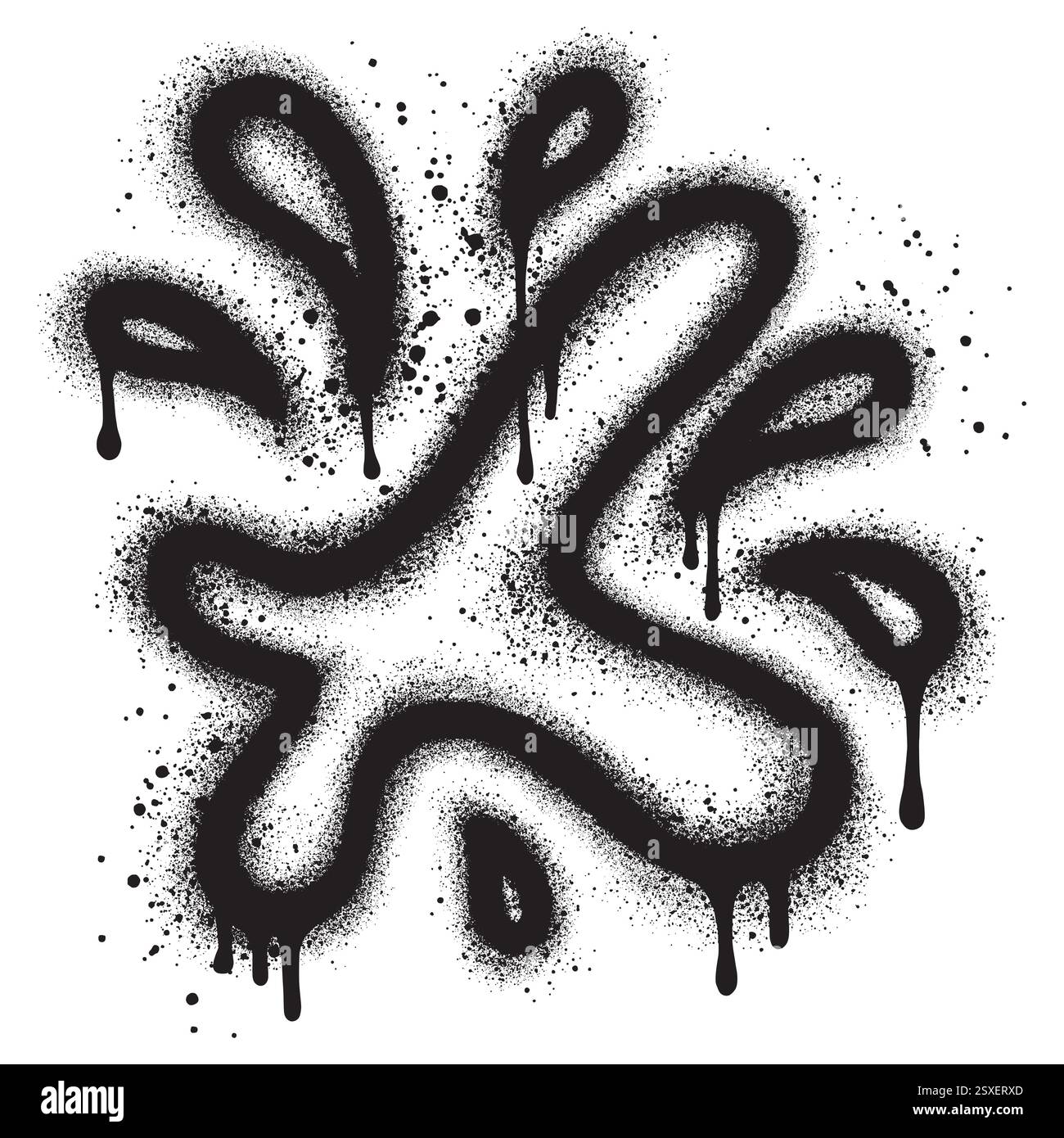 Graffiti a spruzzo d'acqua con vernice spray nera. illustrazione vettoriale. Illustrazione Vettoriale