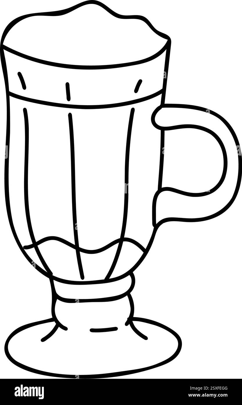 Tazza da cocktail latte, Irish o Iced Coffee. Illustrazione vettoriale disegnata a mano isolata su uno sfondo bianco. Schizzo in bianco e nero. Ideale per Illustrazione Vettoriale Tazza da cocktail latte, Irish o Iced Coffee. Illustrazione vettoriale disegnata a mano isolata su uno sfondo bianco. Schizzo in bianco e nero. Ideale per Illustrazione Vettoriale