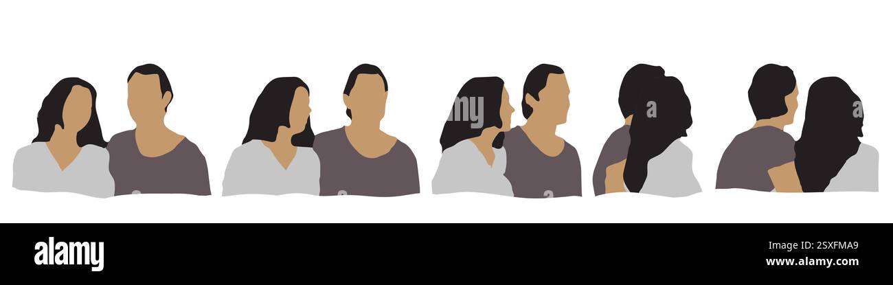 Testa umana concettuale isolata su sfondo bianco come avatar astratto come set o banner di raccolta per il concetto di social design. Primo piano umano anonimo Illustrazione Vettoriale