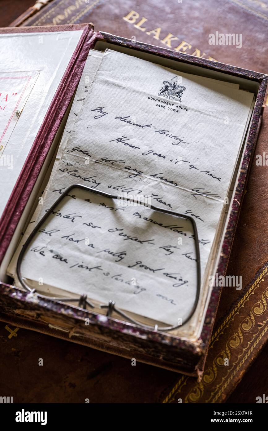 Registrazione alla Bayfield Hall, casa di campagna del XVIII secolo a Norfolk, Regno Unito. Foto Stock