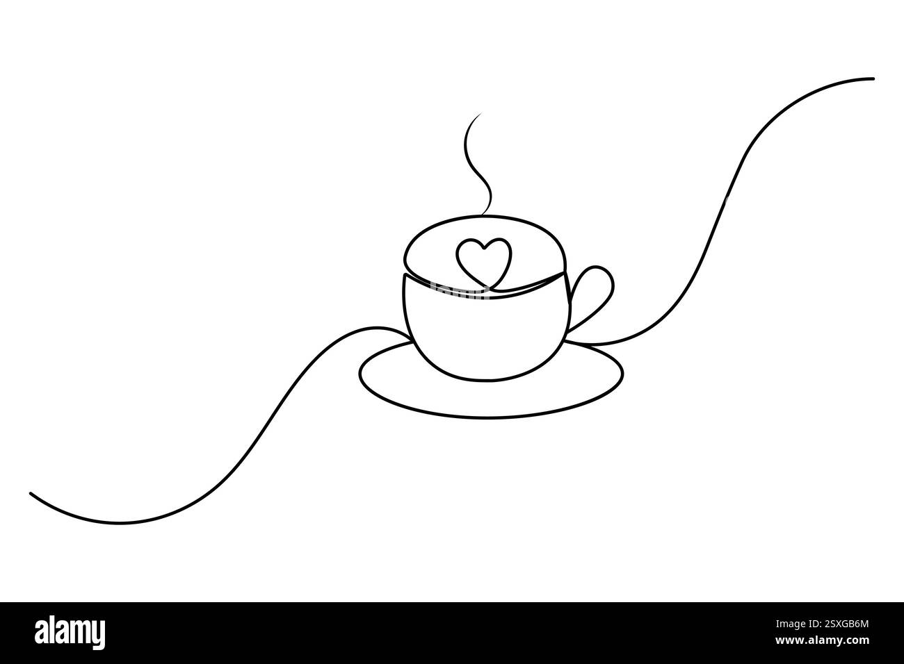 Tazza di caffè disegno grafico a una linea continuo del design dell'illustrazione vettoriale del contorno isolato Illustrazione Vettoriale