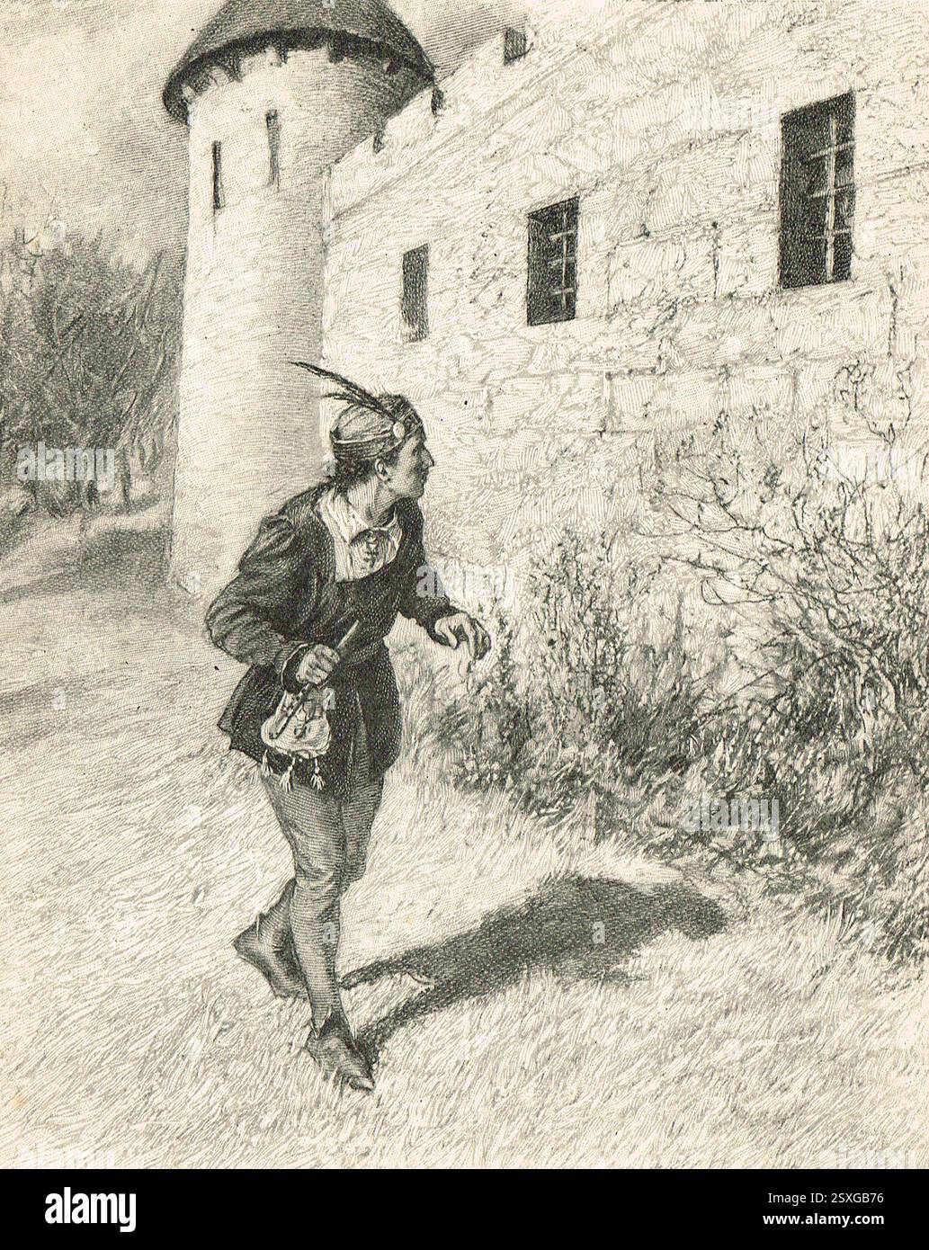 Trovatore Blondel alla ricerca di Richard il Lionheart Foto Stock