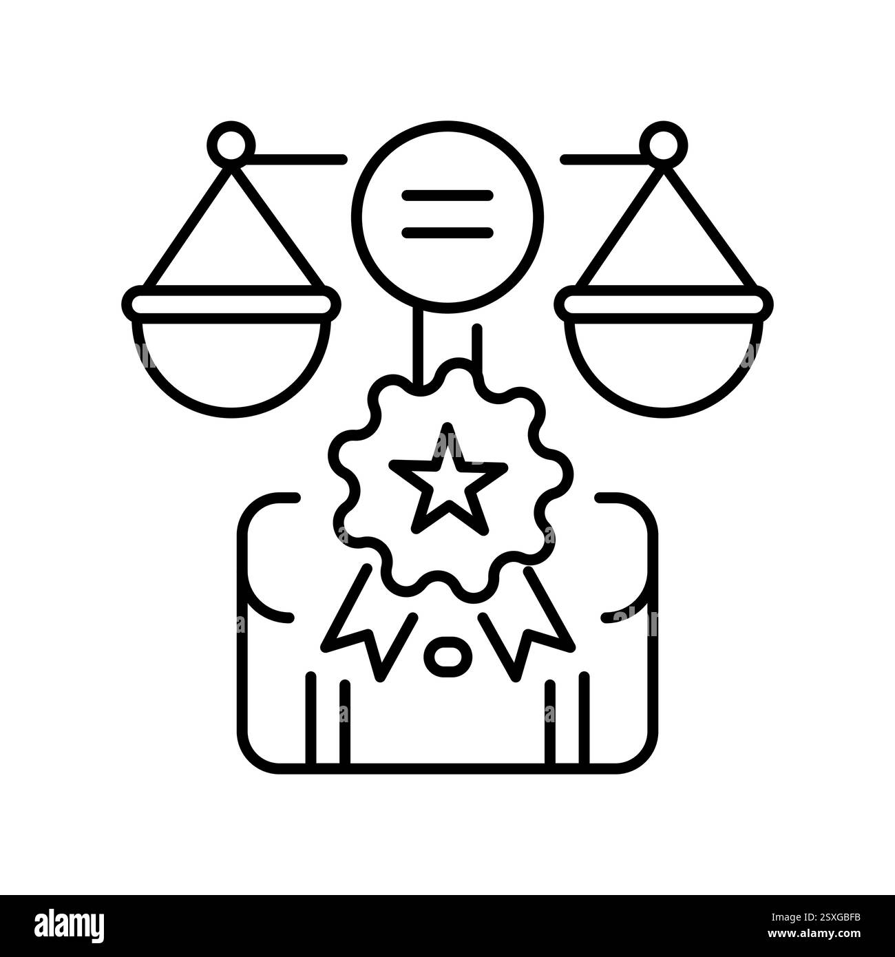 Icona della linea nera pari opportunità. Uguaglianza di elementi isolati vettoriali, diritti umani e società equa . Traccia modificabile. Illustrazione Vettoriale
